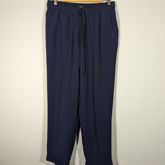 J.Crew Women Size 6 Navy Blue Polyester Drawstring Ankle Pants - Picture 2 of 7